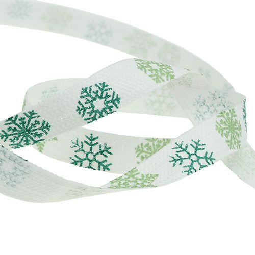 Artikel Dekorationsband mit Schneeflocken Weiß, Grün 15mm 15m