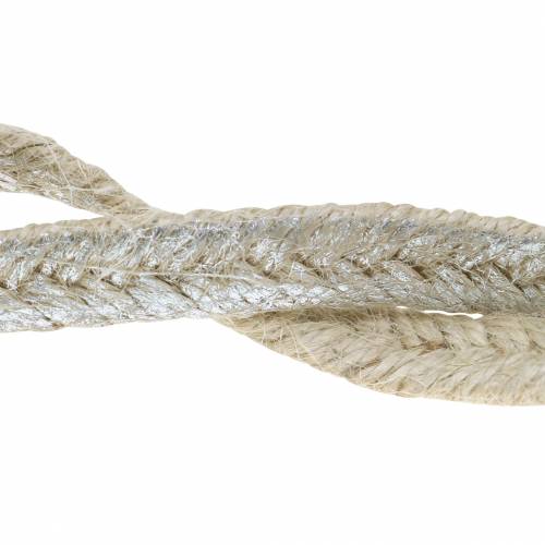 Floristik24 Kordel Breit Jute Silber 10mm 4m