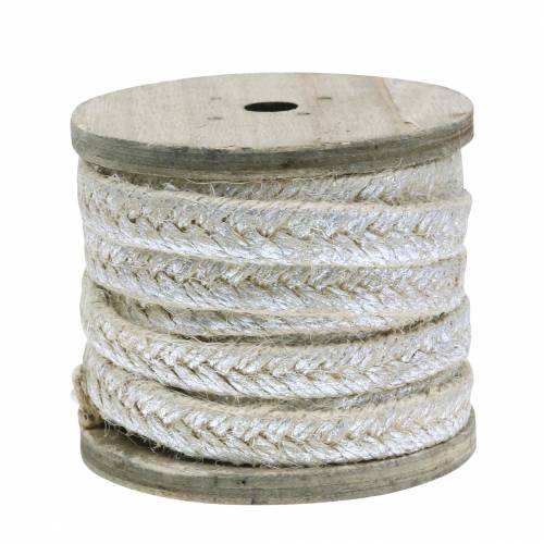 Floristik24 Kordel Breit Jute Silber 10mm 4m