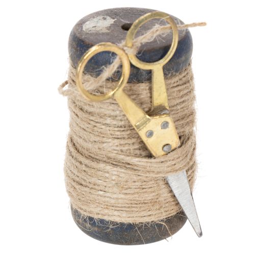 Juteband Spule mit Holz und Schere Ø5cm H8cm Natur 2 Stück online kaufen | Floristik24.ch