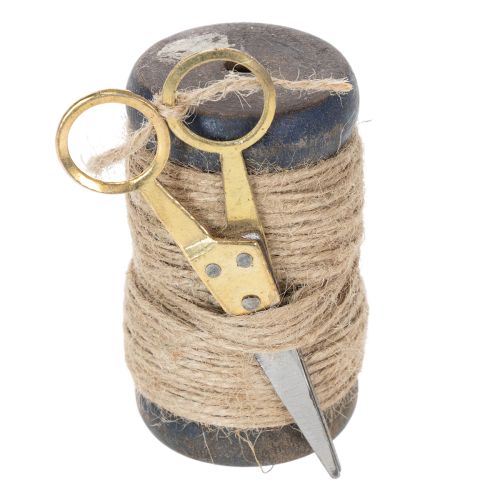 Juteband Spule mit Holz und Schere Ø5cm H8cm Natur 2 Stück | Floristik24.ch
