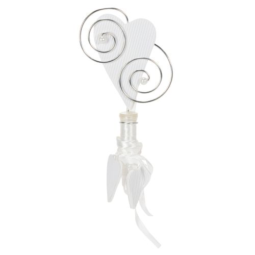 Weisser Hochzeitsbankhänger mit Herz und Gesteckröhrchen, 18cm, 6er Set | Floristik24.ch