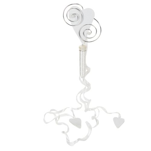 Weisser Hochzeitsbankhänger mit Herz und Gesteckröhrchen, 18cm, 6er Set | Floristik24.ch