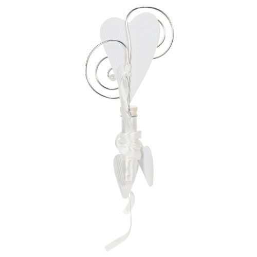 Weisser Hochzeitsbankhänger mit Herz und Gesteckröhrchen, 18cm, 6er Set | Floristik24.ch