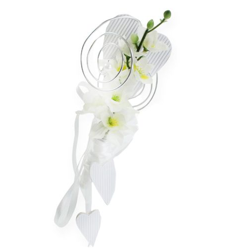 Weisser Hochzeitsbankhänger mit Herz und Gesteckröhrchen, 18cm, 6er Set online kaufen | Floristik24.ch