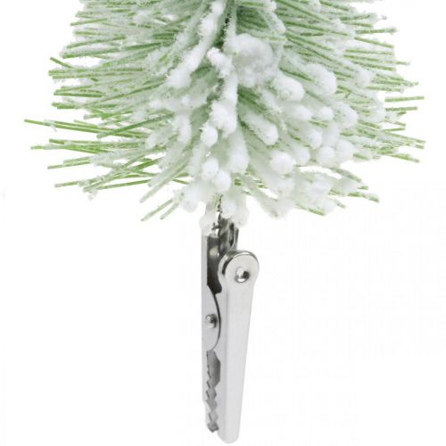 Floristik24 Weihnachtsdeko Tannenbaum beschneit Klammer Grün H13/19cm 4 St