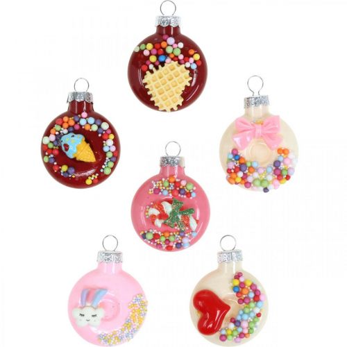 Floristik24 Baumanhänger Donuts, Glasdeko, Christbaumschmuck-Mix H4,5cm Echtglas 6St