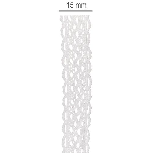 Spitzenband aus Baumwolle Weiss 15 mm x 10 m für Dekoration und Basteln | Floristik24.ch