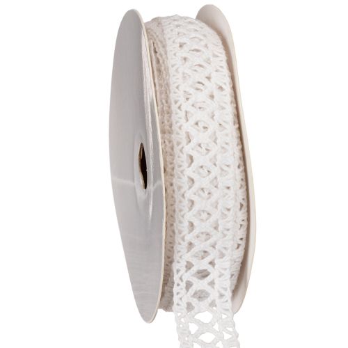 Baumwoll-Dekoband mit Spitze Weiss 18mm x 10m