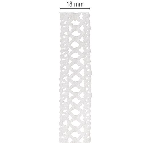 Baumwoll-Dekoband mit Spitze Weiss 18mm x 10m | Floristik24.ch