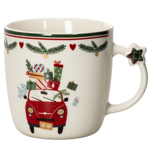 Becher Keramik 9 cm Weiss mit Weihnachtsmotiv Auto und Geschenken online kaufen | Floristik24.ch