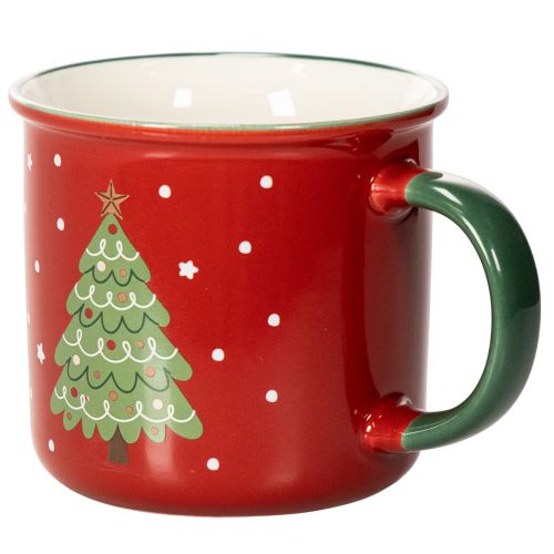 Keramiktasse 9cm Rot mit Tannenbaum-Motiv für heisse Getränke | Floristik24.ch