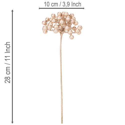 Künstliche Beerenzweige Champagnerfarben 28 cm 3er-Set für Dekoration | Floristik24.ch