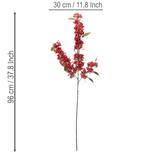 Künstlicher Zweig mit roten Beeren und Blättern 96 cm | Floristik24.ch