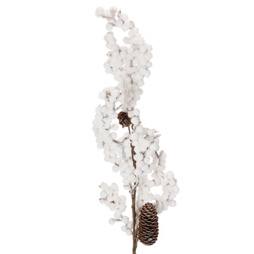 Künstlicher Winterzweig mit Zapfen und Beeren Weiss 60 cm online kaufen | Floristik24.ch