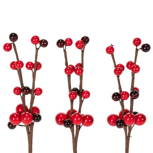 Künstlicher Zweig mit roten Beeren Kunststoff 15 cm 6 Stück online kaufen | Floristik24.ch