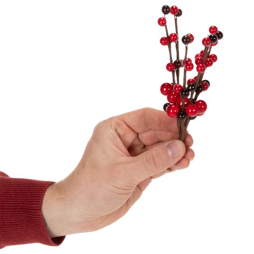 Künstlicher Zweig mit roten Beeren Kunststoff 15 cm 6 Stück | Floristik24.ch