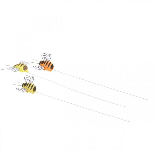 Floristik24 Biene am Draht, Blumenstecker, Dekobienen, Frühling Orange, Gelb B4,5cm 24 St