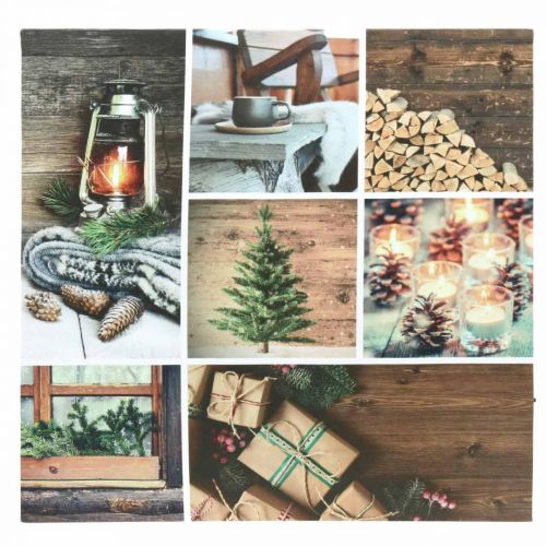 Floristik24 LED-Wandbild Weihnachten Braun LED-Deko 38×38cm Für Batterie