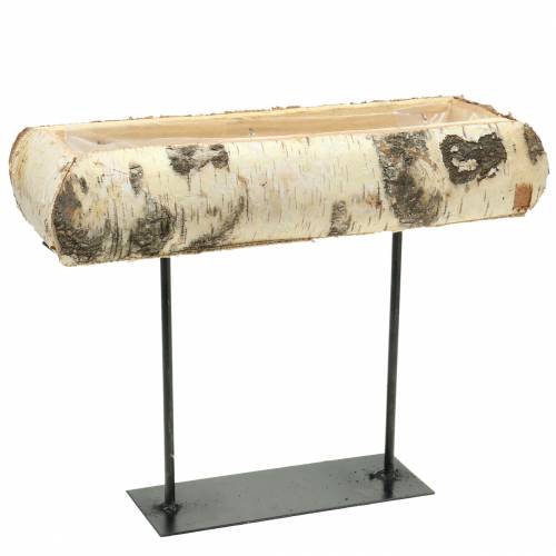 Pflanzkasten Birkengefäß mit Metallfuß 35x12cm H27cm