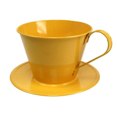 Floristik24 Deko-Tasse Gelb Ø16cm H11cm