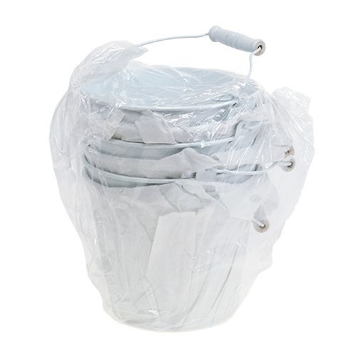 Floristik24 Blecheimer Weiß Ø14cm H12cm 6 St