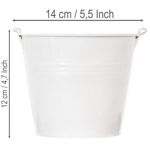Weisser Blecheimer mit Holzgriff Ø14cm H12cm - Set aus 6 Stück | Floristik24.ch