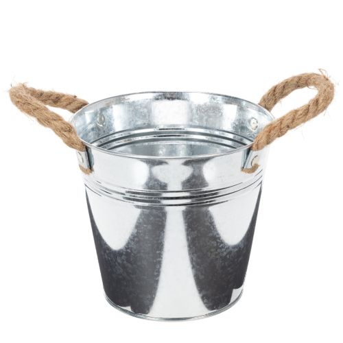 Metalleimer glänzend mit Seilgriffen Ø16cm, Dekoration oder Bepflanzung online kaufen | Floristik24.ch