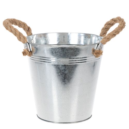 Blecheimer aus verzinktem Stahl mit Seilgriffen Ø18cm Silber für Innen- und Aussenbereich online kaufen | Floristik24.ch