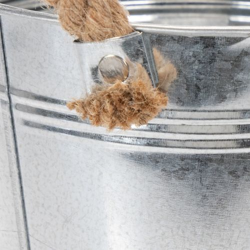 Blecheimer aus verzinktem Stahl mit Seilgriffen Ø18cm Silber für Innen- und Aussenbereich | Floristik24.ch