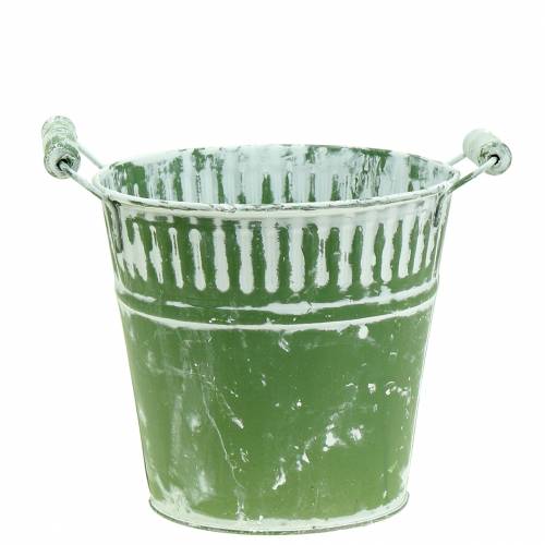 Blecheimer Grün weißgewaschen Ø16cm H15cm 1 St | Floristik24.ch