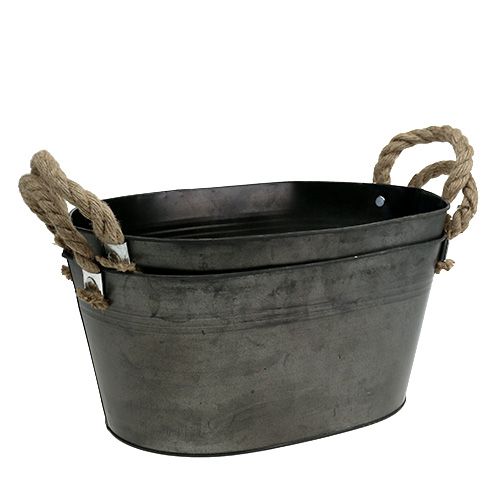 Floristik24 Blechschale Antik oval 31 x 20cm H15cm 2St