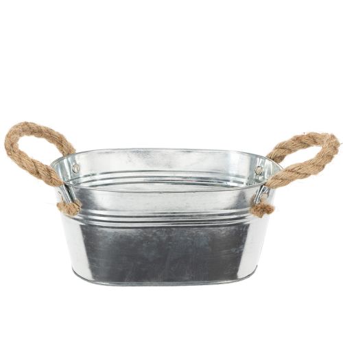 Blechschale mit Seilgriffen aus Metall 22x13x10cm Silber für Innen- und Aussenbereich online kaufen | Floristik24.ch