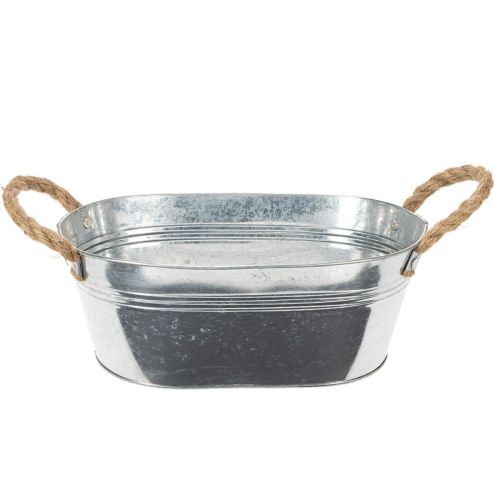 Blechschale Oval Silber 30x17x10cm mit Flachsgriffen für Innen- und Aussendekoration online kaufen | Floristik24.ch
