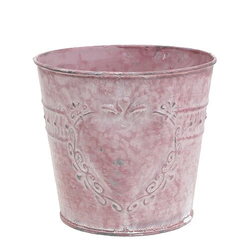 Floristik24 Blechtopf Rosa gewaschen verziert Ø14cm H12,5cm