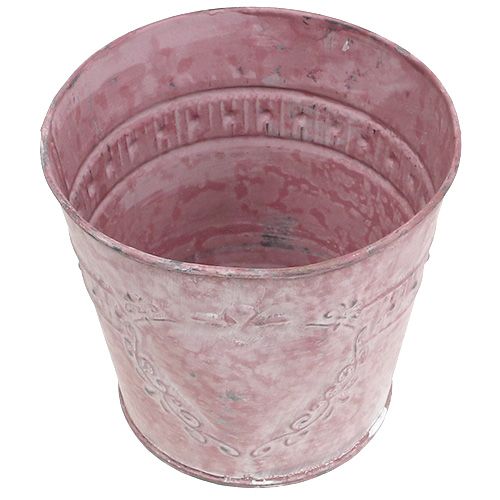 Floristik24 Blechtopf Rosa gewaschen verziert Ø14cm H12,5cm