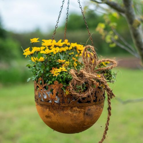 Artikel Blumenampel Metall Deko Rost Hängedeko Ø20cm H16cm