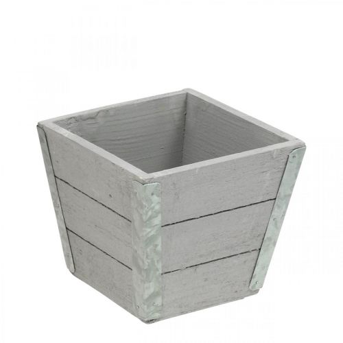 Floristik24 Blumenkasten Holz Übertopf Shabby Chic Grau 12,5×14,5×14,5cm