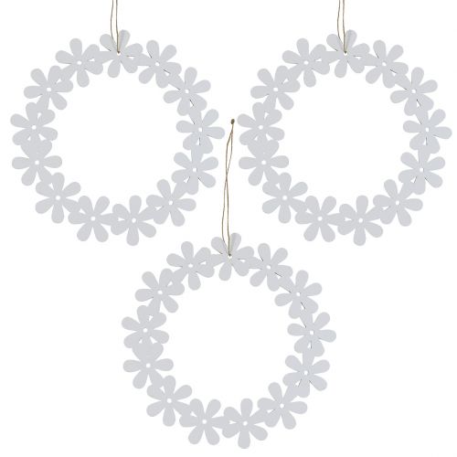 Floristik24 Blumenkranz Holz Weiß Ø15cm 8St