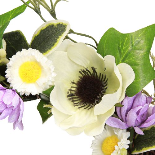 Artikel Kunstblumenkranz Anemonen Margeriten Lila Weiß Ø25cm