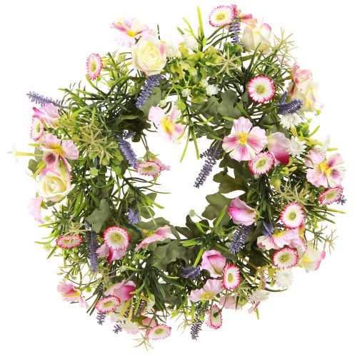 Artikel Blumenkranz künstlich Frühlingsblumen Creme Rosa Ø33cm