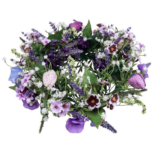 Floristik24 Blumenkranz Künstlich Wanddeko Blumen Lila Weiß Ø30cm H9cm