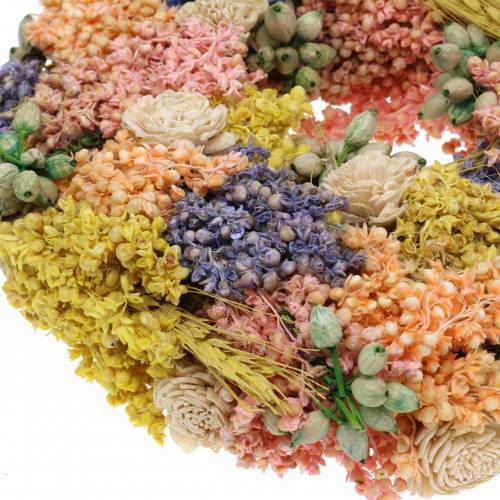 Floristik24 Deko-Kranz Trockengräser und Kunstblüten Lachs Ø20cm