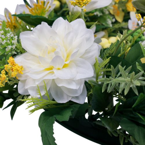 Artikel Türkranz Wanddeko Blumen Dahlien Banksia Weiß Ø35cm