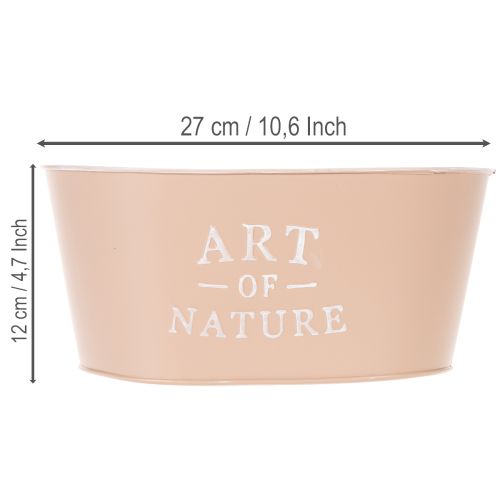 Blumenschale oval Metall Altrosa 27×18×12,5cm Übertopf für Innen und Aussen | Floristik24.ch