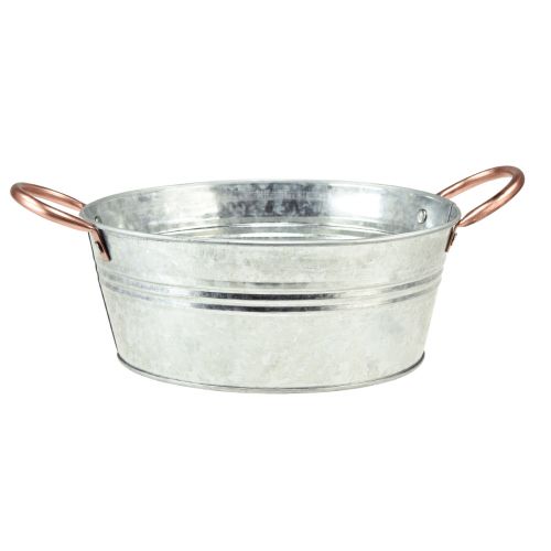 Floristik24 Blumenschale rund mit Griffen Metall Schale Ø24cm H10cm