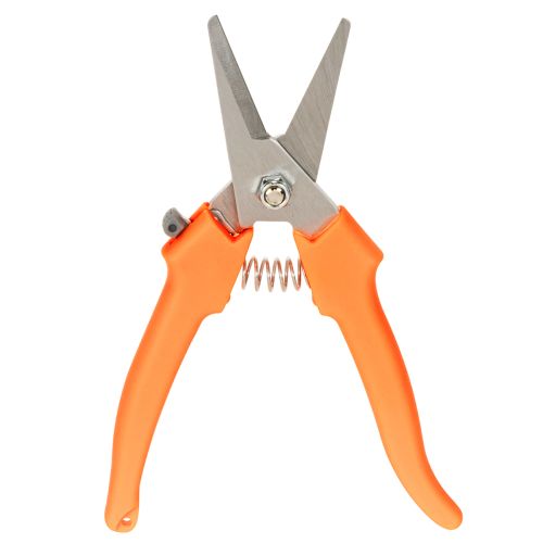 Blumenschere aus Edelstahl mit orangefarbenem Griff, 19 cm für Floristik und Gartenarbeit | Floristik24.ch