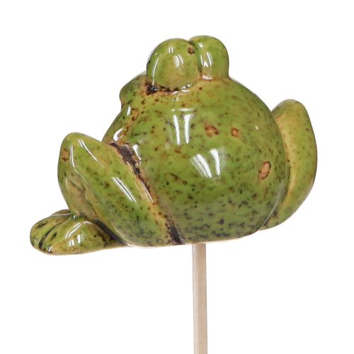 Floristik24 Blumenstecker Frosch Keramik Grün Braun 6x4x4,5cm 4 St