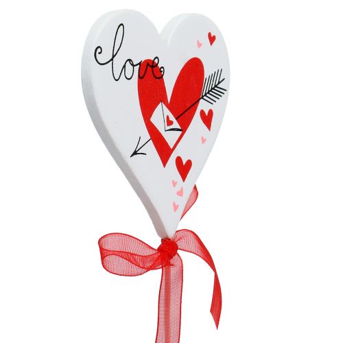 Artikel Blumenstecker Herz Weiß mit Schleife 7cm 12 St