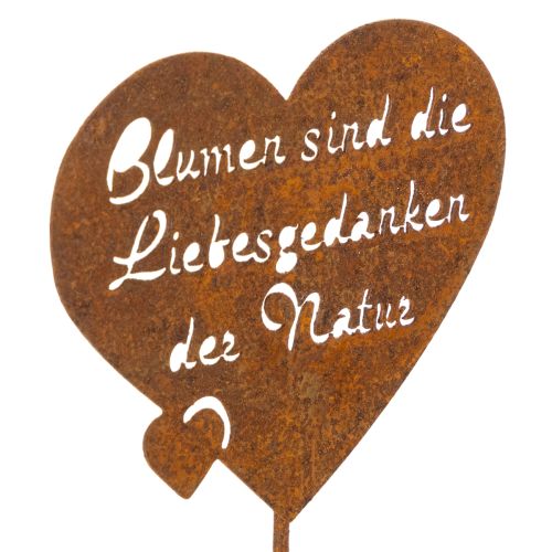 Blumenstecker Herz aus Metall mit Spruch "Blumen sind die Liebesgedanken der Natur", Edelrost, 10 cm, Gartendeko, 6er-Set online kaufen | Floristik24.ch